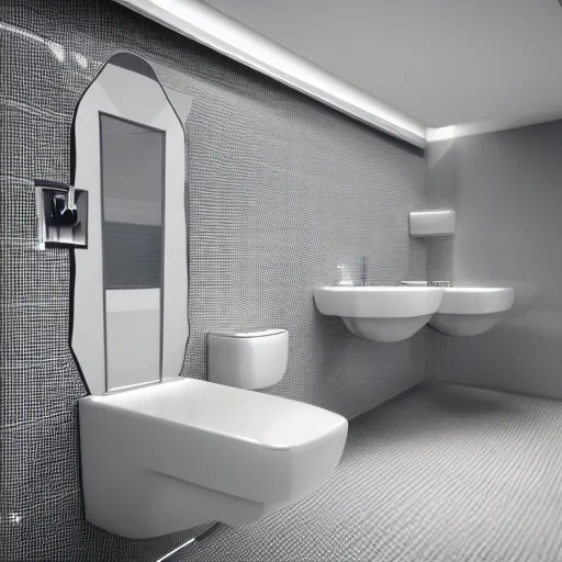 Image similar to posh toilet, anime art style, futuristic, 8k render