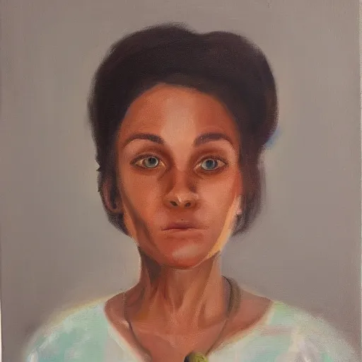 Image similar to Oil painting portrait of a Among Us character