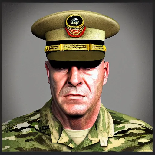 Image similar to hyper - realistic portrait of sergent hartman, full metal jacket, 3 d, 8 k, digital art