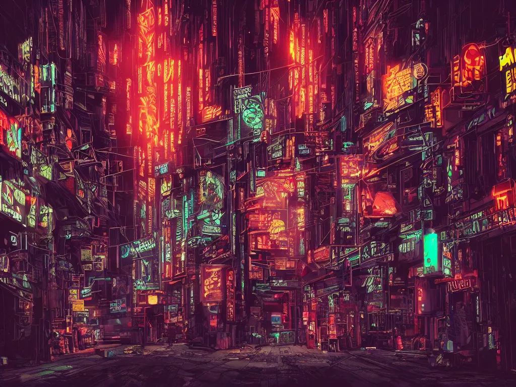 Image similar to a nightscene with a dark alley in new york city with graffiti on the walls at the end an illuminated door, cyberpunk city, futuristic, neon, intricate details