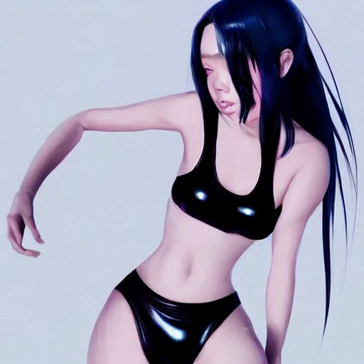 Prompt: a beautiful young japanese billie eilish lucy liu alluring instagram model in elaborate latex bikini tank top, tank top made from latex demon faces, by guweiz and wlop and ilya kuvshinov and artgerm and, aesthetic, gorgeous, stunning, alluring, attractive, artstation, deviantart, pinterest, digital art