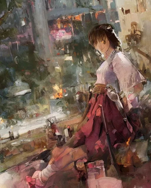 Image similar to young girl in maid uniform by Stanley Artgerm Lau, WLOP, Rossdraws, James Jean, Andrei Riabovitchev, Marc Simonetti, and kyoani, krenz cushart, pixiv