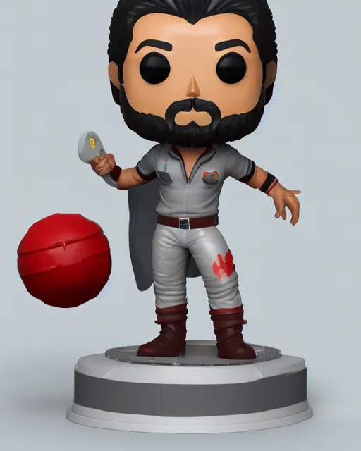 Image similar to full body 3d render of Imran Khan as a funko pop, studio lighting, white background, blender, trending on artstation, 8k, highly detailed