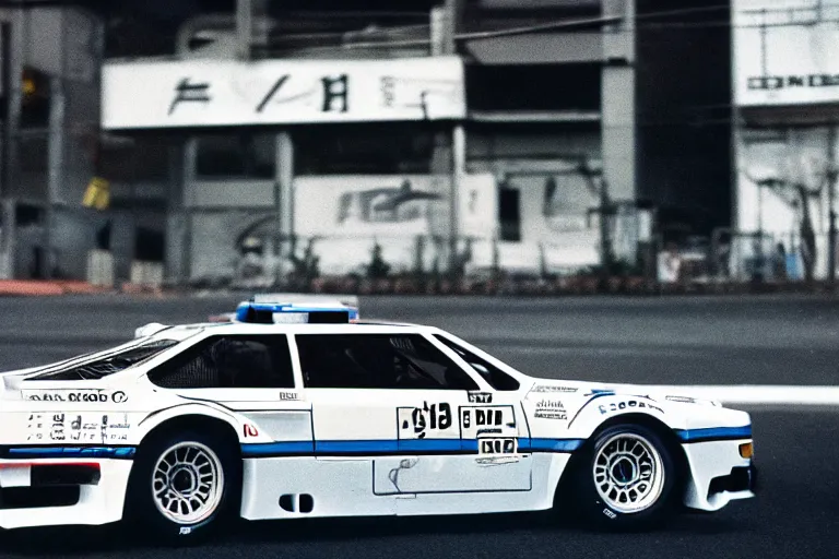 Image similar to single racecar 1 9 7 8 audi quattro, bmw m 1, movie still, vintage footage on tokyo streets, volumetric lighting, f 8 aperture, cinematic eastman 5 3 8 4 film