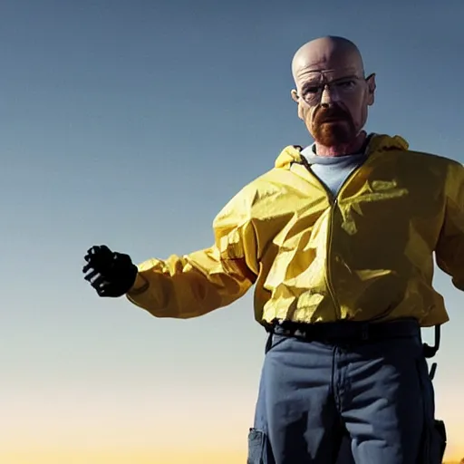 Prompt: still of a breaking bad episode where walter white is trapped on a rocket ship about to crash into the sun, cinematic