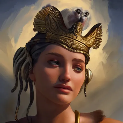 Image similar to The Birth of Athena from the Head of Zeus, olymp, style by Zac Retz, photorealistic, ultra realistic