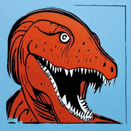 Image similar to linocut of a t - rex