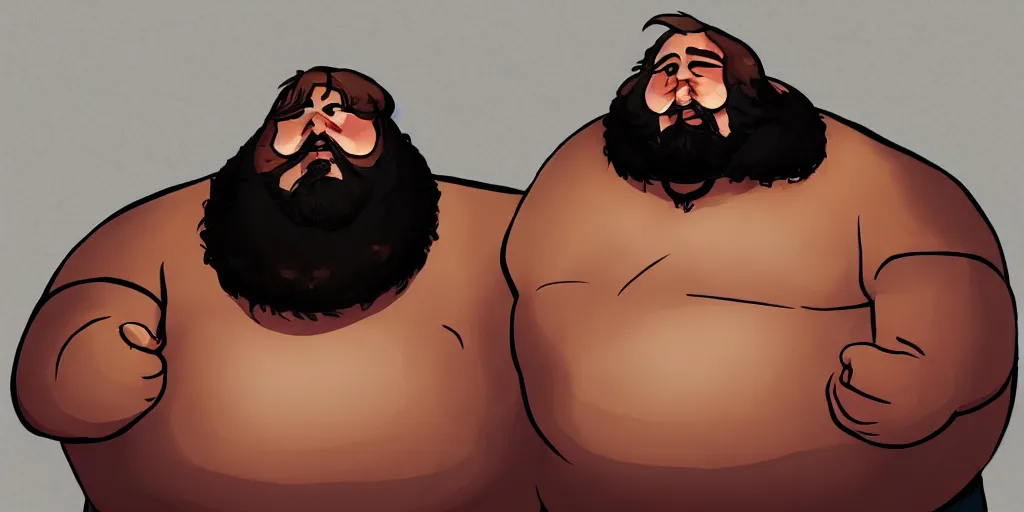 Image similar to extremely fat man with beard eating universe artstation fat folds