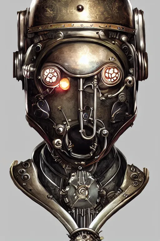 Image similar to steampunk helmet fantasy art mask robot ninja stylized digital illustration sharp focus, elegant intricate digital painting artstation concept art global illumination ray tracing advanced technology chaykin howard and campionpascale and cooke darwyn and davis jack