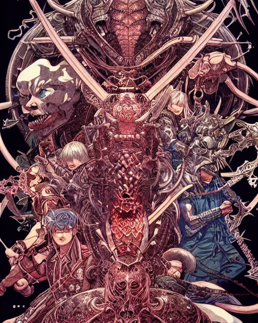 Prompt: hyper detailed illustration of ragnarok, intricate linework, lighting poster by moebius, ayami kojima, 9 0's anime, retro fantasy