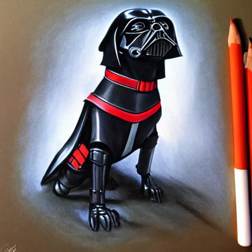 Prompt: Rottweiler as Darth Vader, drawing