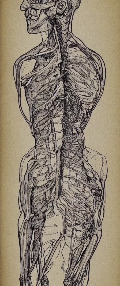 Image similar to human anatomy for artists, pen scetch