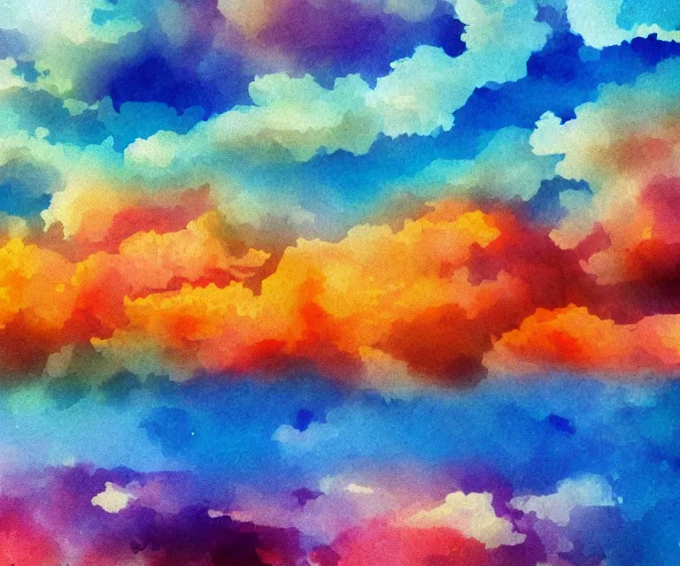 Image similar to clouds, water painting, colorful