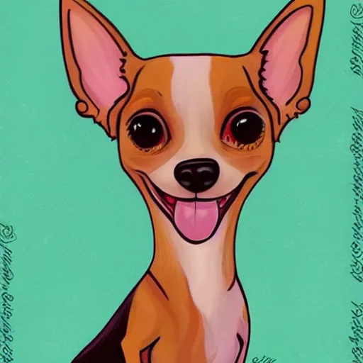 Image similar to a jeremiah ketner illustration of an adorable and cute tan chihuahua/dachshund mix