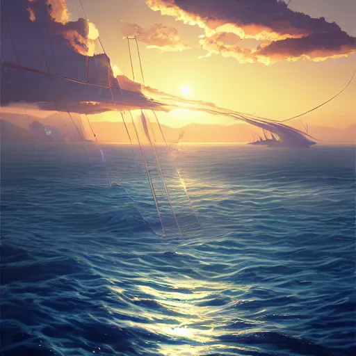 Image similar to Whipping of the Hellespont, realistic, dramatic lighting, by Makoto Shinkai