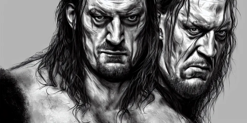 Image similar to highly detailed portrait of the wrestler the undertaker, digital painting, trending on artstation, high resolution, transparent background