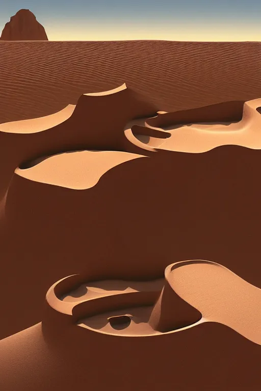 Image similar to a beautiful matte painting of a desert with deep holes in the form of rectangles by Wojciech Siudmak