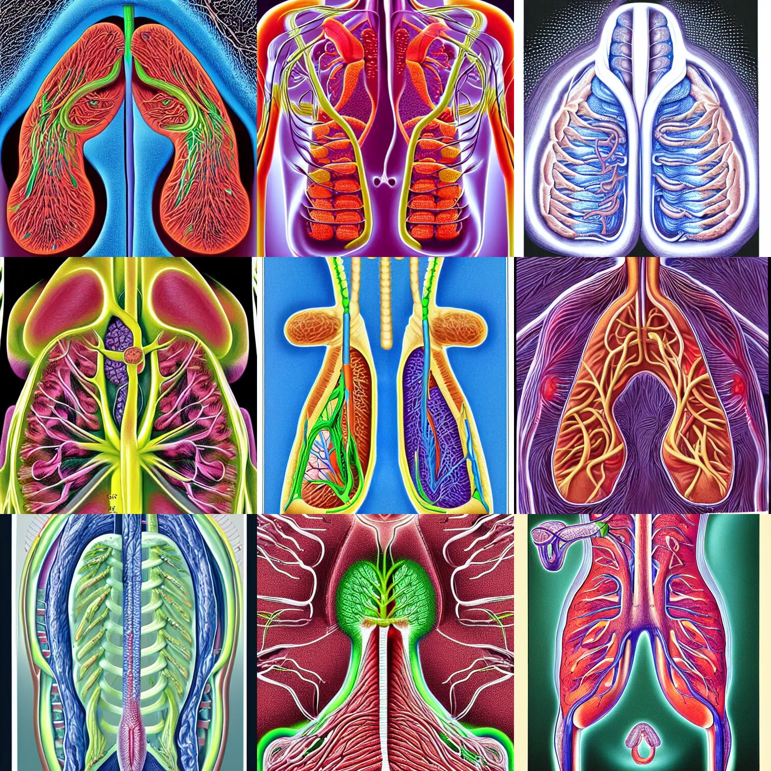 Prompt: medical illustration of the kidneys by Alex Grey