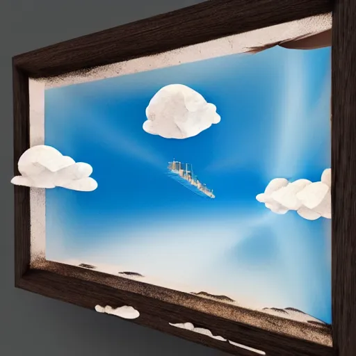 Image similar to A 3D piece of land in the sky, digital art, illustration, 3d art
