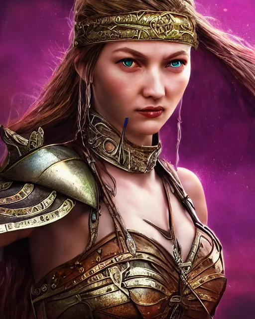 Prompt: warrior princess, fantasy, highly detailed, 4 k, hdr, smooth, sharp focus, high resolution, award - winning photo, photorealistic