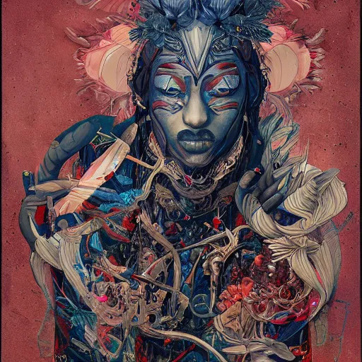 Prompt: god king 1 3 7, an ultrafine detailed painting by james jean, behance contest winner, vanitas, angular, altermodern