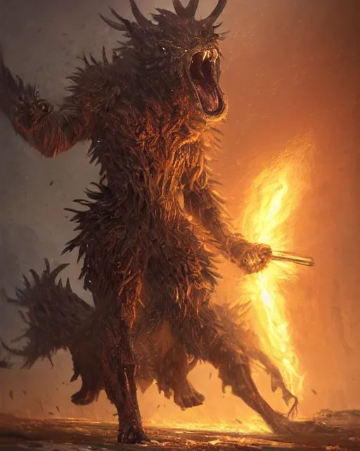 Prompt: oil painting of Angry Anthropomorphized Ant Berserker, wearing fur armor, claws, sharp focus, attack pose, fantasy style, octane render, volumetric lighting, 8k high definition, by greg rutkowski, highly detailed, trending on art Station, magic the gathering artwork, burning Battlefield background, centered
