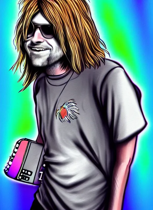 Image similar to kurt cobain singer as a fursona, digital painting, trending on art station.
