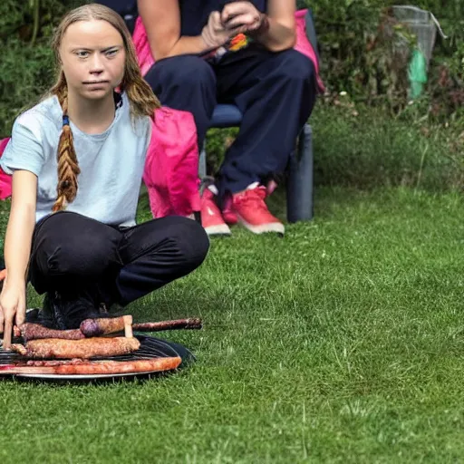 Image similar to photo of greta thunberg having a bbq