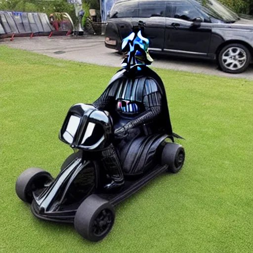 Prompt: darth vader driving a go kart