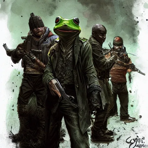 a badass frog mafia boss holding gun. nuri iyem, james | Stable ...
