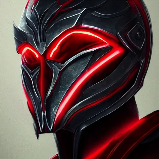 Image similar to a highly detailed portrait of a man wearing a epic armor with glowing red eyes concept art