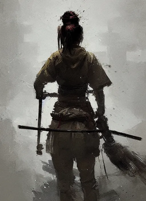 Prompt: female samurai, rule of thirds, intricate outfit, spotlight, by greg rutkowski, by jeremy mann, digital painting