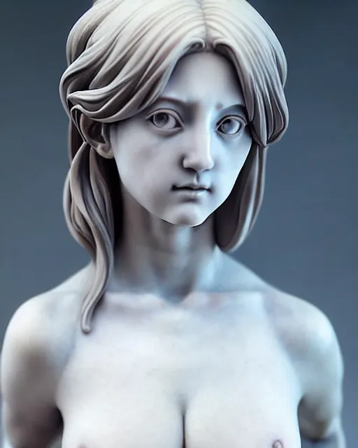 Image similar to portrait Anime as Greek Sculpture girl cute-fine-face, marble pretty face, realistic shaded Perfect face, fine details. Anime. marble statue sculpture realistic shaded lighting by Ilya Kuvshinov katsuhiro otomo ghost-in-the-shell, magali villeneuve, artgerm, rutkowski, WLOP Jeremy Lipkin and Giuseppe Dangelico Pino and Michael Garmash and Rob Rey