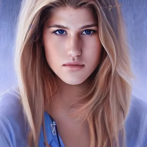 Image similar to eugenie bouchard in the style of stefan kostic, realistic, full body, sharp focus, 8 k high definition, insanely detailed, intricate, elegant, art by stanley lau and artgerm