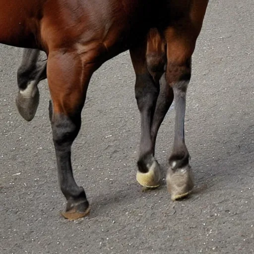 Prompt: a horse with its legs replaced by human legs