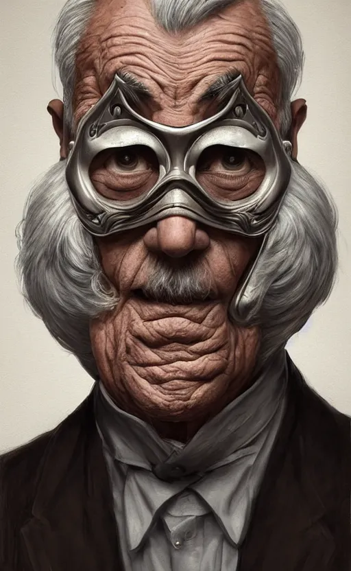 Image similar to old man doing with mask, do what we can, then leave it to god, non fiction, baroque, confident, consistency, elegant, highly detailed, 8 k uhd, digital painting, artstation, concept art, matte, sharp focus, illustration, art by artgerm and paul lung and samuel silva