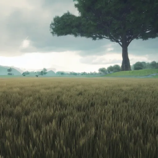 Prompt: landscape field, hyperrealistic, cinematic, unreal engine 5, rain
