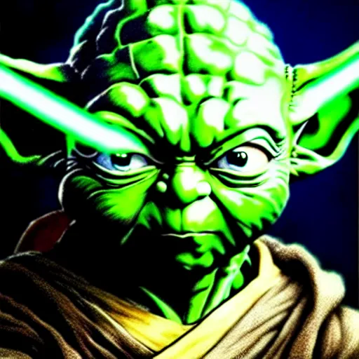 Image similar to ultra realistic portrait painting of yoda, art by akira toriyama, 4 k, dragon ball artstyle, cel shaded, highly detailed, epic lighting