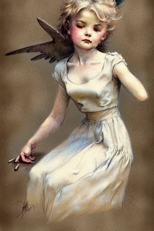 Image similar to (((((1950s angel . muted colors.))))) by Jean-Baptiste Monge !!!!!!!!!!!!!!!!!!!!!!!!!!!