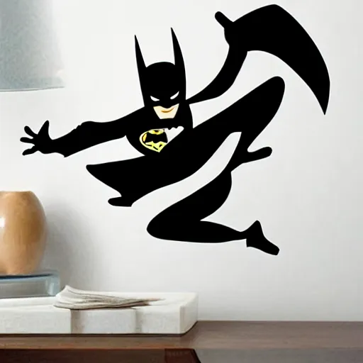 Image similar to die cut sticker of batman breakdancing, dripping paint