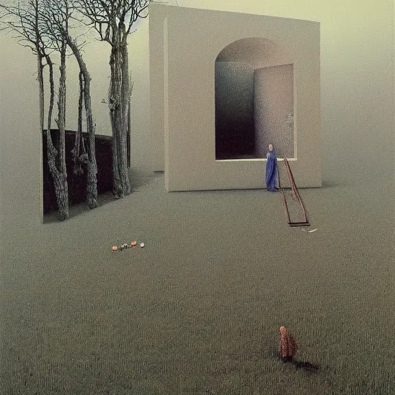 Image similar to a Painting representing the loss of memory, Zdzislaw Beksinski, Ivan Seal, The Caretaker, Leyland Kirby