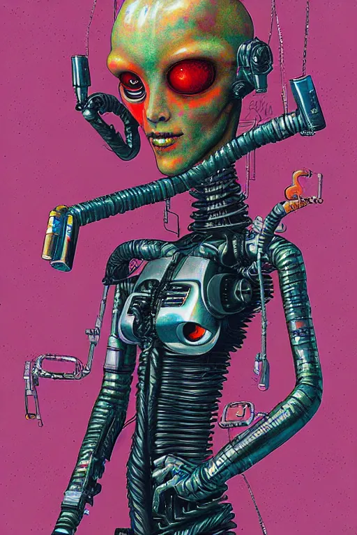 Image similar to full view, from a distance, of anthropomorphic trashcan from the movie blade runner, style of yoshii chie and hikari shimoda and martine johanna, highly detailed