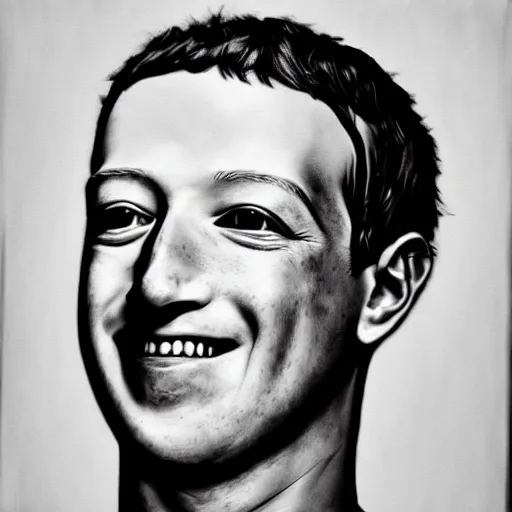 Prompt: A 35mm portrait of Mark Zuckerberg with tattoos on his neck, punk style