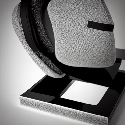 Image similar to headphone stand!!!, futuristic, techno, cyberpunk, product design, 3 d render, concept, fun, swag, cute