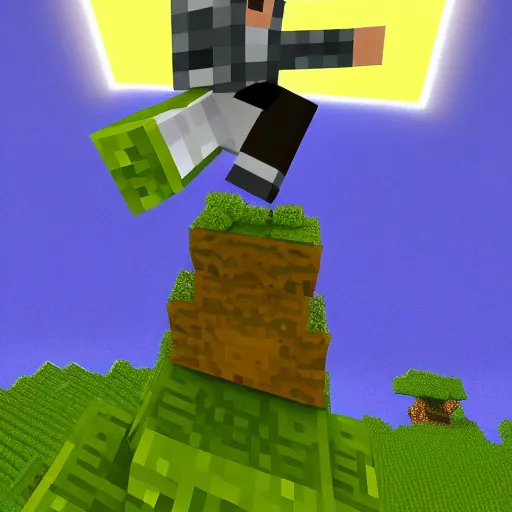 Image similar to minecraft steve jumping into lava holding cow