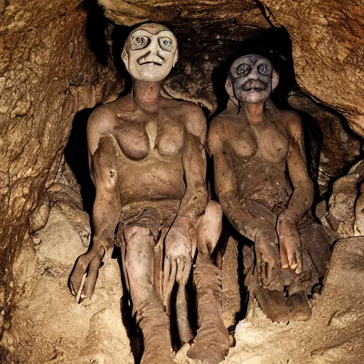 Image similar to Subterranean eyeless people, no-eyed girl, cave photograph