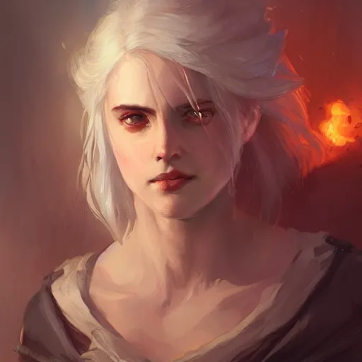 Image similar to ciri from withcer, paint by greg rutkowski