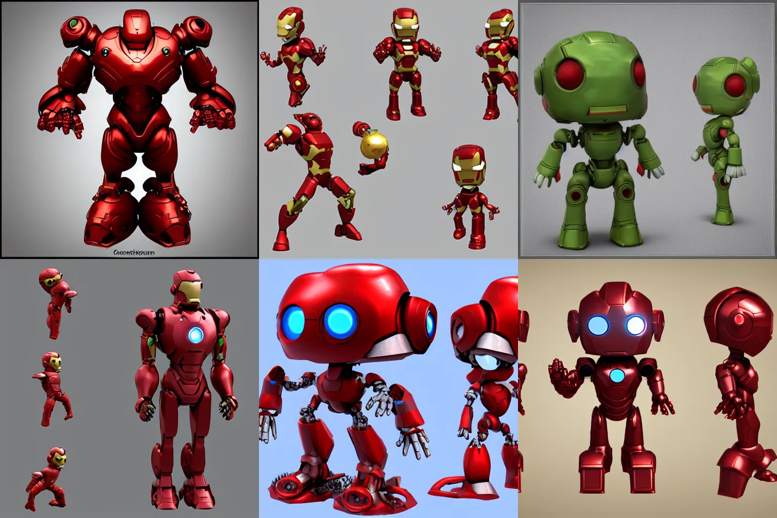 Prompt: 3d sculpt of chibi character concept of ironman robot inspired by metal slug