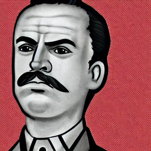 Image similar to tom of finland arts, with a stalin face, in communsim style
