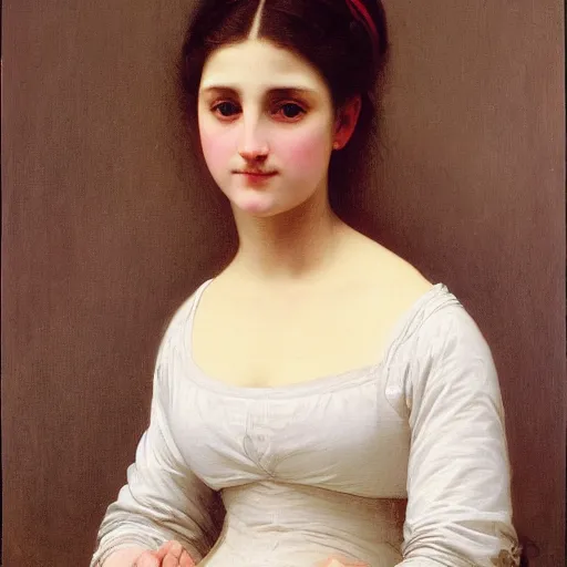 Prompt: Portrait of a maid, oil on canvas by William-Adolphe Bouguereau